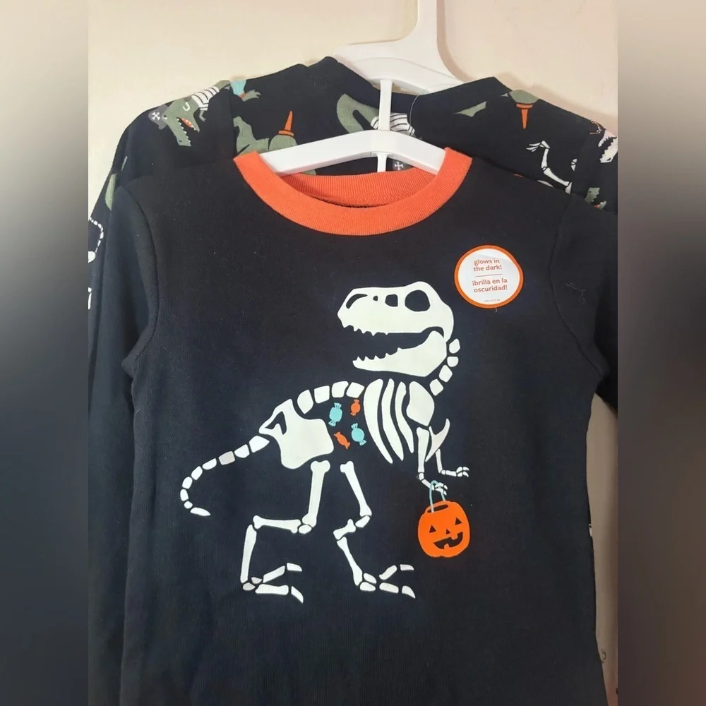NEW! Carter's Toddler Long Sleeve 4pc Halloween Dino Pajama Set Size 2-T Months